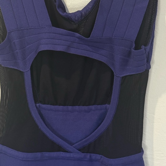 Bebe Mesh Panel Bandage Bodycon Dress Open Back Cowl Neck Small - Picture 3 of 6